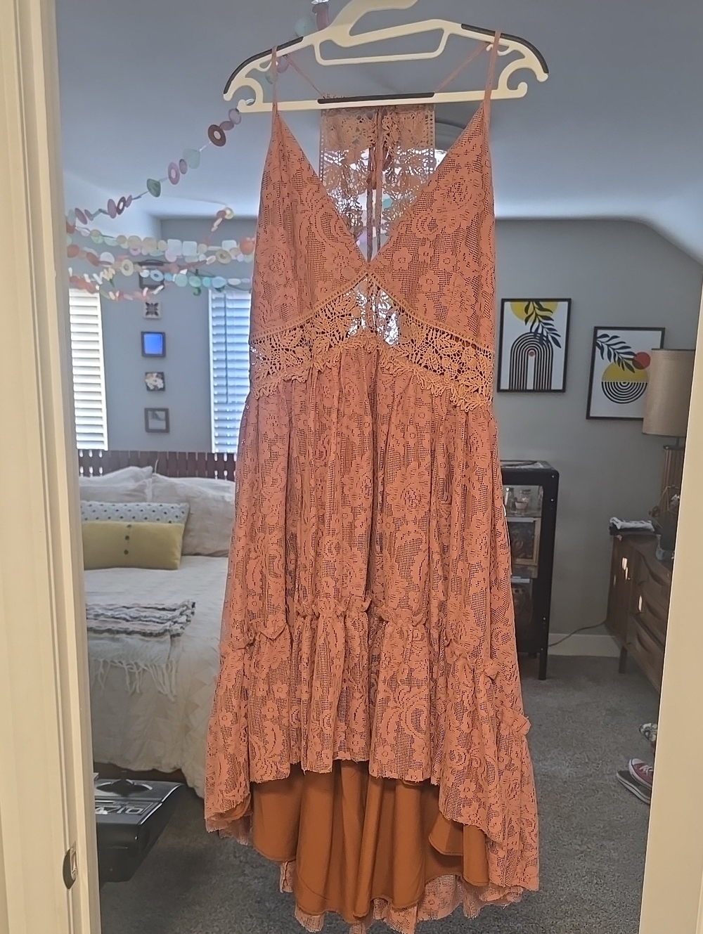 Joyfolie Marline Dress in Dusty Rose, Lace High-Low Dress NWT